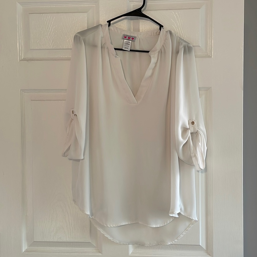 Three pink hearts Loose fit white xl blouse